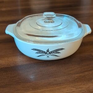 Vintage Anchor Hocking White Casserole Dish with Lid